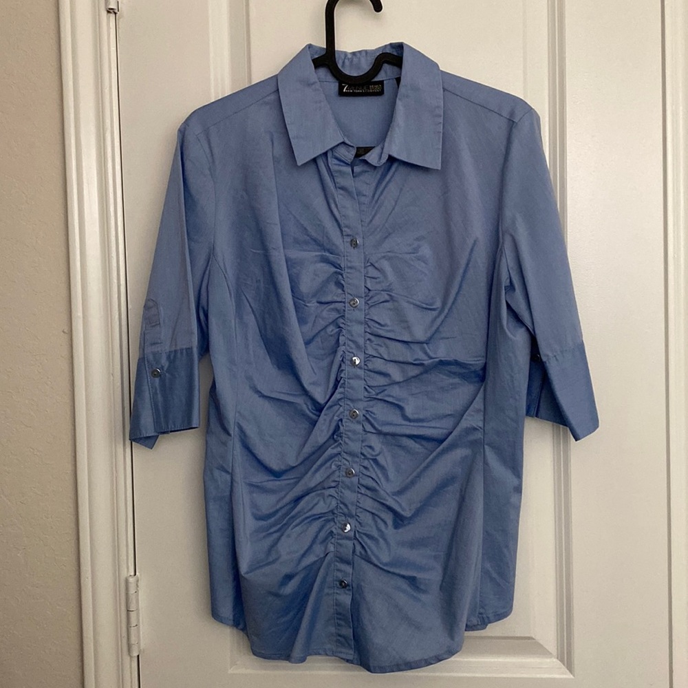 7th Avenue blue work blouse